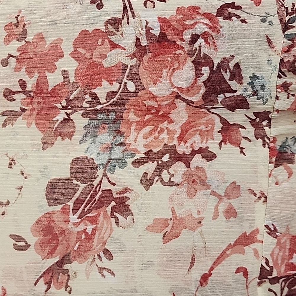 Sundance Floral Sheer Romantic Gardencore Beautiful Blouse Red & Cream Size XXL - Picture 8 of 8